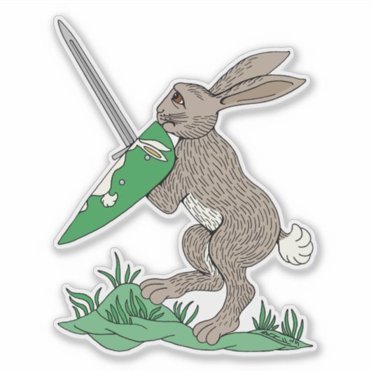 Sticker Rabbit de guerrier médiéval (Devant)