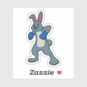 Sticker Rabbit en boîte avec gants de boxe (Feuille)