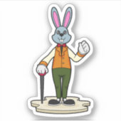 Sticker Rabbit en Gentleman avec canne (Devant)