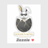 Sticker Rabbit with cool glasses, Gold, cracked, royal (Feuille)