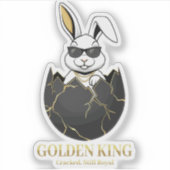 Sticker Rabbit with cool glasses, Gold, cracked, royal (Devant)