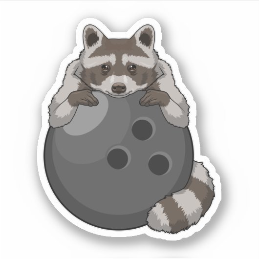 Sticker Raccoon à Bowling avec Bowling (Devant)