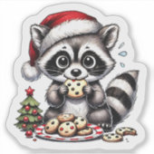 Sticker Raccoon With Cookies by Christmas Tree (Devant)