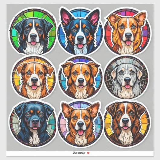 Sticker Races de chiens (Feuille)