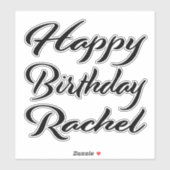 Sticker Rachel Nom Prénom Anniversaire de la Broderie noir (Feuille)
