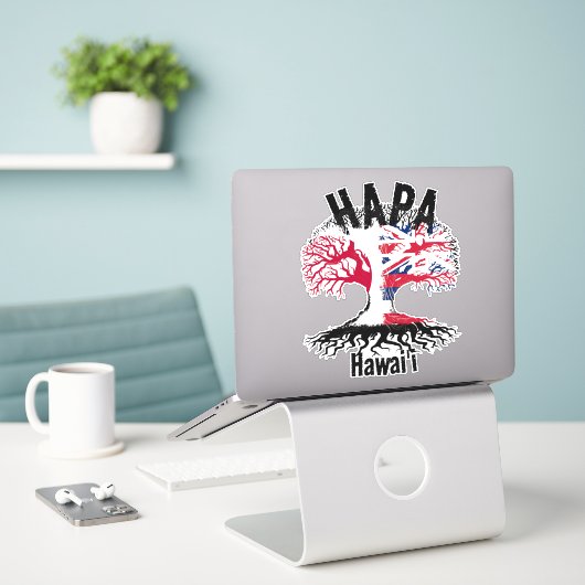STICKER RACINES HAPA JAPON HAWAII (Ordinateur portable sur le bureau)