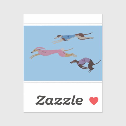Sticker Racing Greyhounds with lead dog in Bunny suit (Feuille)