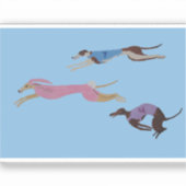 Sticker Racing Greyhounds with lead dog in Bunny suit (Recto)