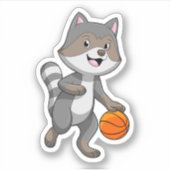 Sticker Racon comme joueur de basket-ball avec basket-ball (Devant)