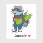 Sticker Racoon as Snowboarder avec snowboard (Feuille)
