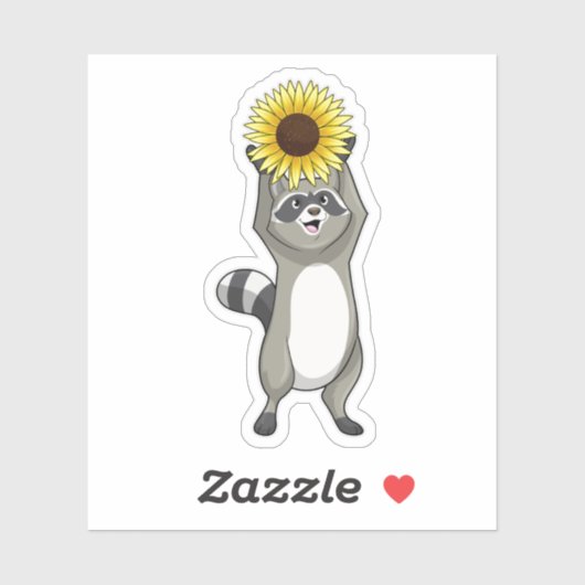 Sticker Racoon avec tournesol (Feuille)