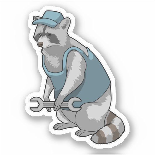 Sticker Racoon comme artisan avec une clé (Devant)