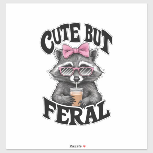 Sticker Racoon Mignonne Mais Feral Avec Lunettes De Soleil (Feuille)