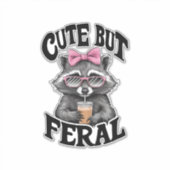 Sticker Racoon Mignonne Mais Feral Avec Lunettes De Soleil (Devant)