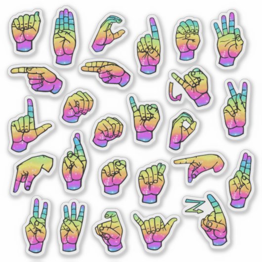 Sticker Rainbow ASL Alphabet – Educational & Expressive (Devant)