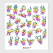 Sticker Rainbow ASL Alphabet – Educational & Expressive (Feuille)