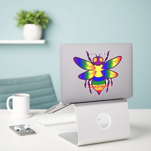 Sticker Rainbow Bee Thunder_Cove (Ordinateur portable sur le bureau)