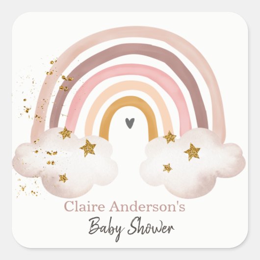 Sticker Rainbow Boho Pastel Baby shower Rainbow (Devant)