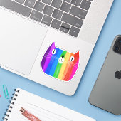 Sticker Rainbow Cat (Ordinateur portable avec iPhone)