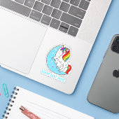 Sticker Rainbow Celestial Blue Moon & Stars Unicorn (Ordinateur portable avec iPhone)