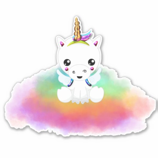Sticker Rainbow Cloud Unicorn (Devant)