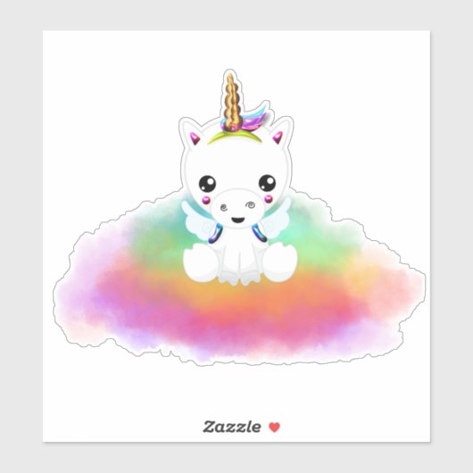 Sticker Rainbow Cloud Unicorn (Feuille)
