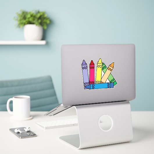 Sticker Rainbow Crayons (Ordinateur portable sur le bureau)