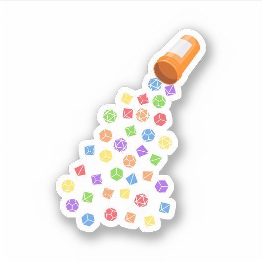 Sticker Rainbow Dice Set pilules tablette RPG (Devant)