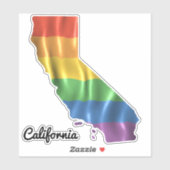 Sticker Rainbow Flag California CA State Outline (Feuille)