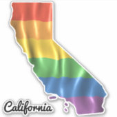 Sticker Rainbow Flag California CA State Outline (Devant)