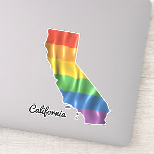 Sticker Rainbow Flag California CA State Outline