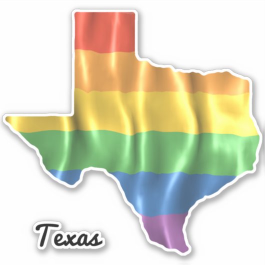 Sticker Rainbow Flag Texas TX State Outline (Devant)