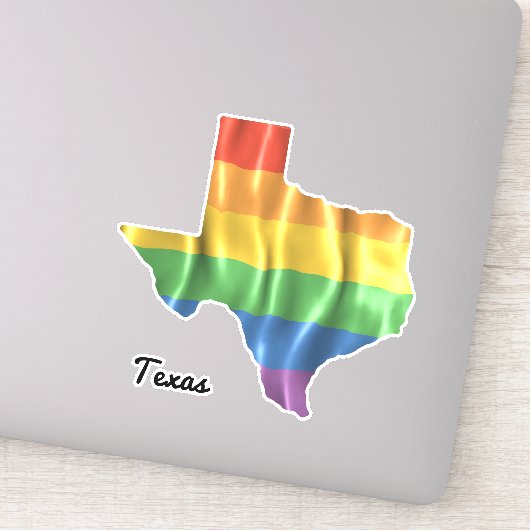 Sticker Rainbow Flag Texas TX State Outline (Détail)