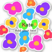 Sticker Rainbow flower pride amour ajouter nom texte lqbtq (Devant)