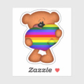 Sticker Rainbow LGBT Gay pride Teddy Bear Love Heart (Feuille)