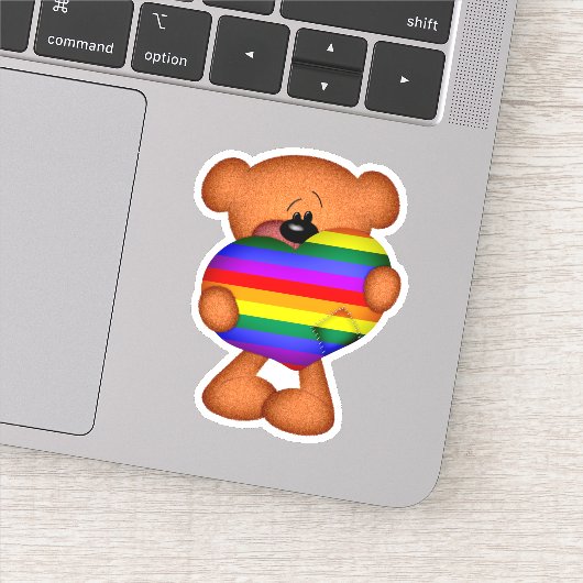 Sticker Rainbow LGBT Gay pride Teddy Bear Love Heart (Détail)
