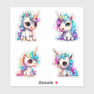 Sticker Rainbow Neon Pastel Kawaii Chibi Baby Unicorn