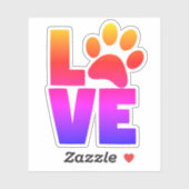 Sticker Rainbow Paw LOVE (Feuille)
