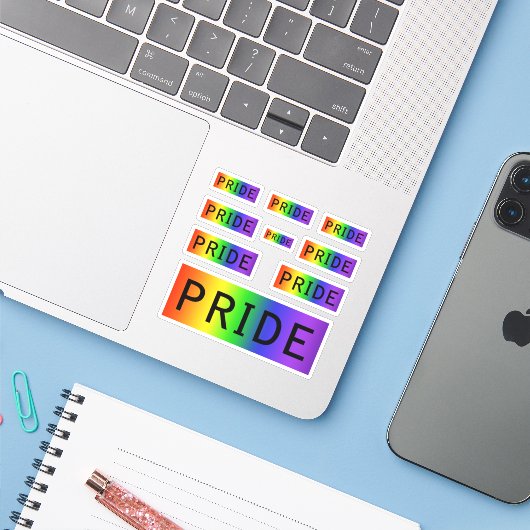 Sticker Rainbow Pride LGBT (Ordinateur portable avec iPhone)