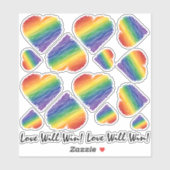 Sticker Rainbow Scribble Heart Variété taille (Feuille)