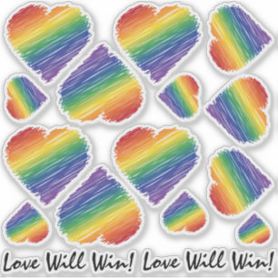 Sticker Rainbow Scribble Heart Variété taille