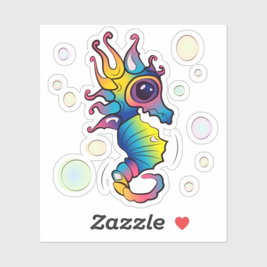 Sticker Rainbow Seahorse (Feuille)