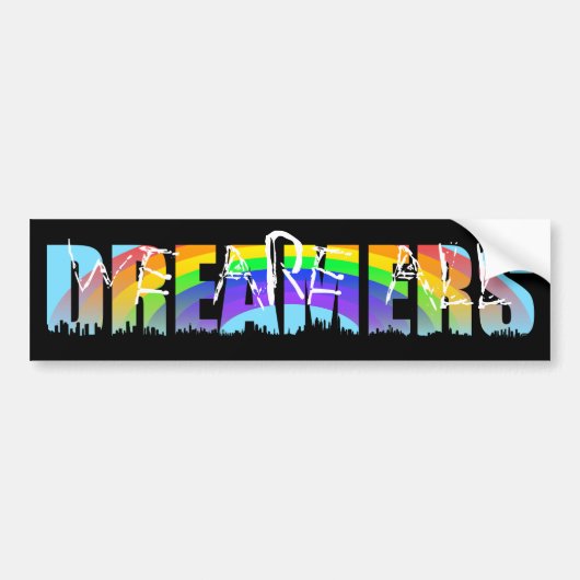 Sticker Rainbow Skyline Daca Dreamers 1 pare-chocs (Devant)