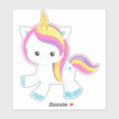 Sticker Rainbow Unicorn, Cute Unicorn, Étoile, Magique Uni (Feuille)