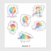 Sticker Rainbow Watercolor Winter Sports (Feuille)