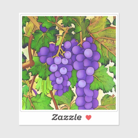 Sticker Raisins pourpres sur un Grapevine (Feuille)