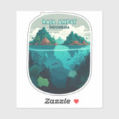 Sticker Raja Ampat Indonésie Sous-marin Scuba Retro (Feuille)