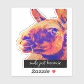 Sticker râler llama sourit juste parce que citation (Feuille)