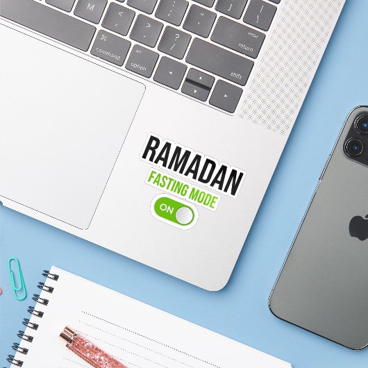 Sticker Ramadan : Mode de jeûne activé (Ordinateur portable avec iPhone)