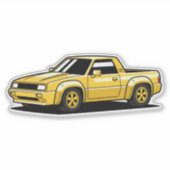 Sticker Ramassé Toon de camionnette jaune gras (Devant)